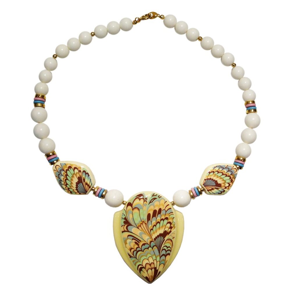 Hand Crafted Ceramic Necklace, Large Pendant Necklace